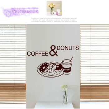 

Coffee Sticker Food Doughnut Decal Cafe Poster Vinyl Art Wall Decals Pegatina Quadro Parede Decor Mural Coffee Sticker