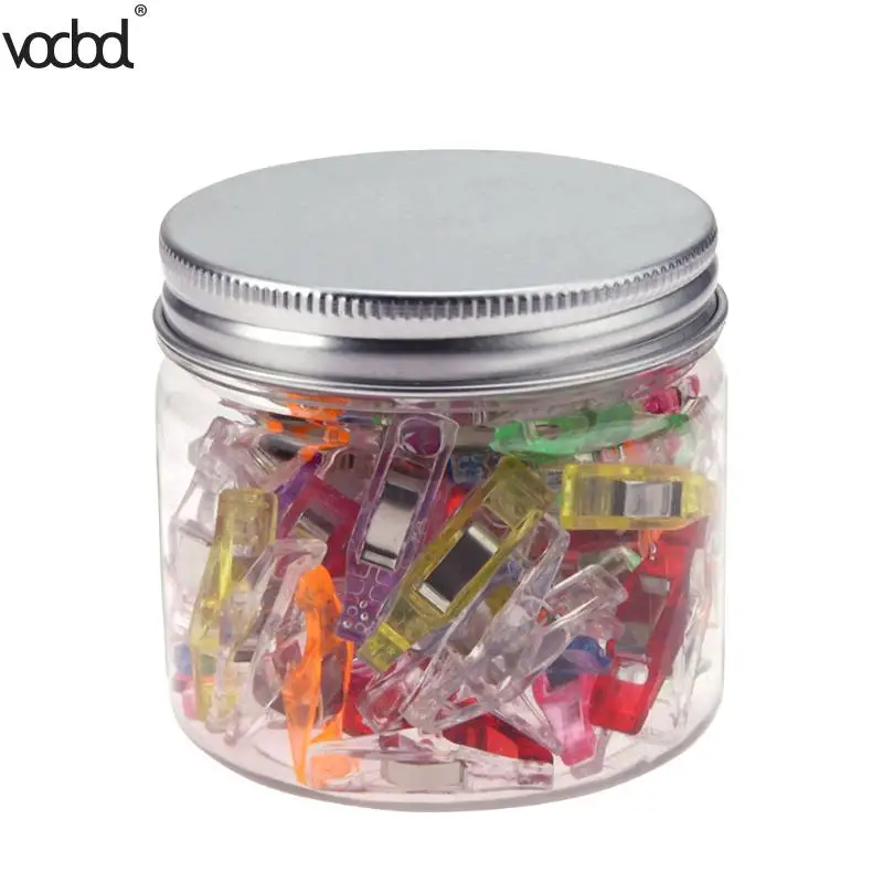 

50pcs/Jar Multicolor Plastic Clips For Patchwork Sewing DIY Crafts, Quilt Quilting Clip Clover Wonder Clip Random Color