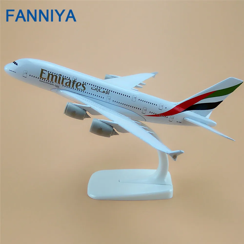 

20cm Metal Plane Model Air Emirates Airlines Airbus 380 A380 Airplane Model Airways w Stand Aircraft Kids Gift