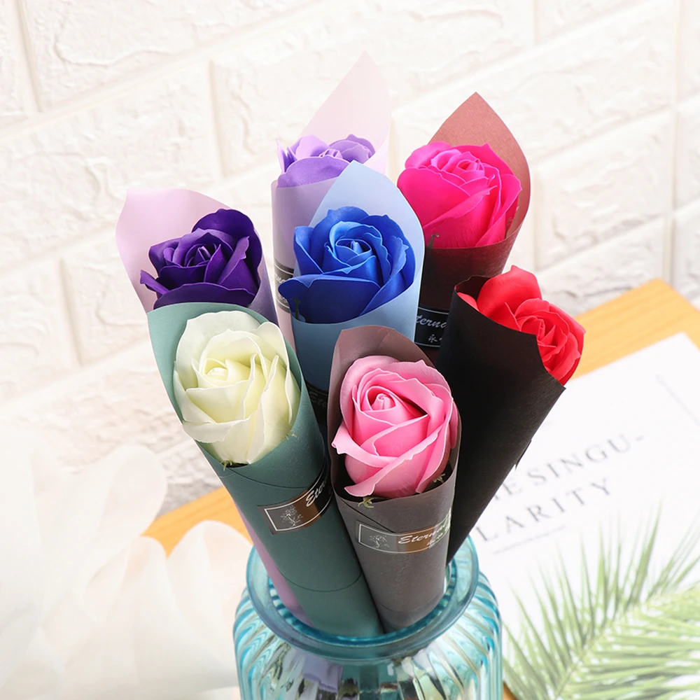 

1Pc Romantic Bath Soap Rose Soap Flower Petal For Wedding Valentines Day Teacher's Day Mothers Day Gifts Party Artificial Decor