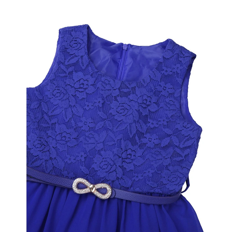 Floral sem Mangas Festa de Aniversário Vestido da Menina Vestido de Princesa com Cinto Crianças Meninas Chiffon Rendas Vestidos Chá Comprimento Flor 9 Casamentos e Eventos
