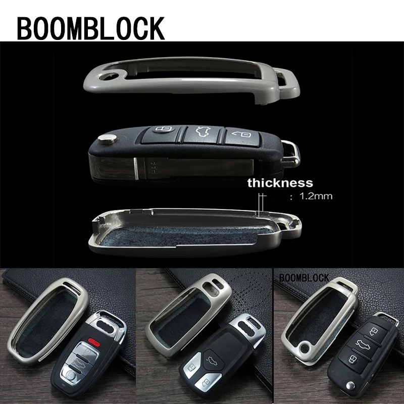 

BOOMBLOCK Zinc alloy Car Remote Key Cover Case Shell for Audi A6 C6 C7 A4 B6 B7 B8 B9 A3 8V A1 For Audi Q5 Q7 Q3 A7 S5 S6 S7 S8