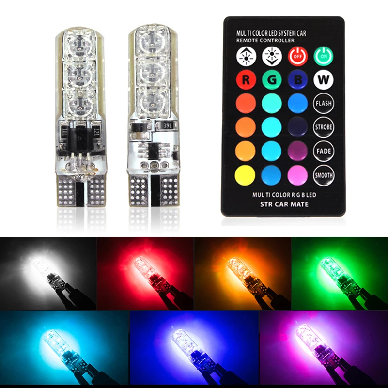 

1 Set 5050 SMD RGB LED T10 W5W Car Interior Dome Reading Lights Parking Clearance Light For Ford Lada Toyota Mazda Hyundai Kia