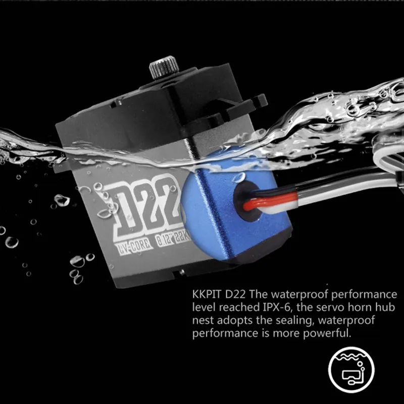 

KKPIT D22 metal waterproof IPX-6 servo 22kg.cm large torque 58g 4.8-6V 2BB for RC 1/8 1/10 cars