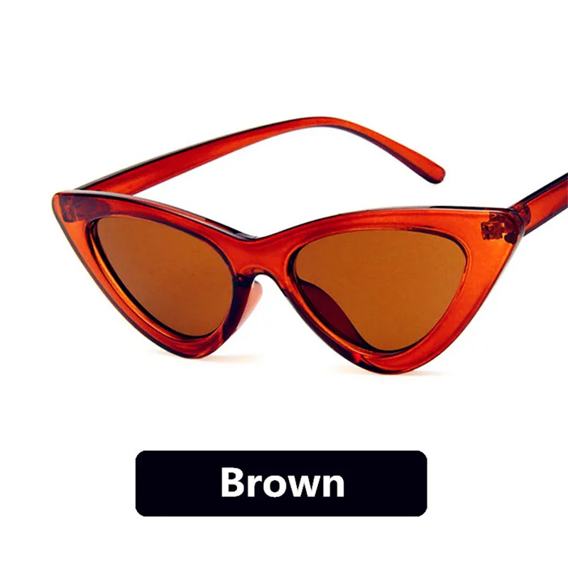 Новые модные милые сексуальные женские солнцезащитные очки кошачий глаз, Женские винтажные брендовые маленькие солнцезащитные очки, женские солнцезащитные очки UV400 - Цвет линз: Brown