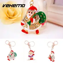 Ослепительная стразами Подвеска с Санта-Клаусом Рождественская Автомобильные сумки брелок на подарок милые