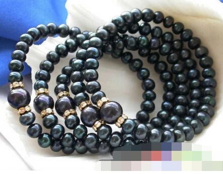 

Hot sell ->@@ > 01263 Wholesale Stretch 8" ROUND Black PEARL BRACELET -Top quality free shipping
