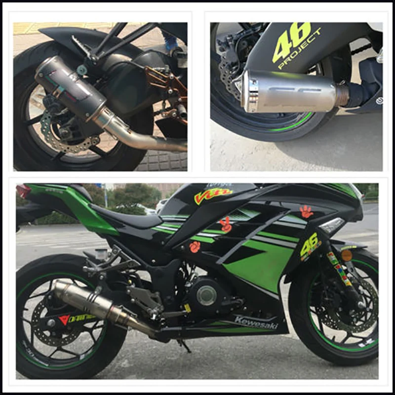 Для 2009- Kawasaki Ninja ZX6R выхлопная система трубы 51 мм выхлопная труба мотоцикла Mid Подключение трубы+ глушитель Концевая трубка скольжения