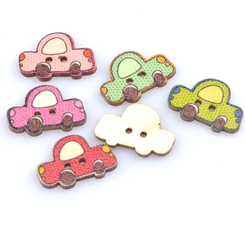 

50pcs Cute Car Pattern diy Wooden buttons Botones Handmade Accessories Decoration Scrapbooking Crafts 24x16mm MT0960