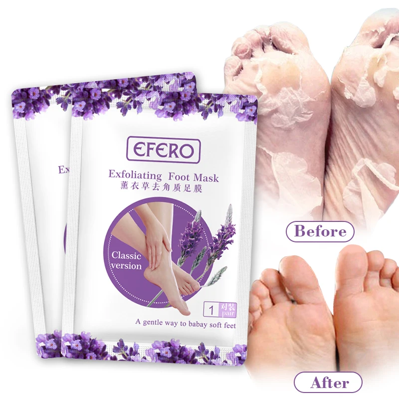 efero 7pair Lanvender Tender Exfoliating Foot Mask Skin Care Peeling Dead Skin Feet Mask Pedicure Socks Foot Cream for Heels