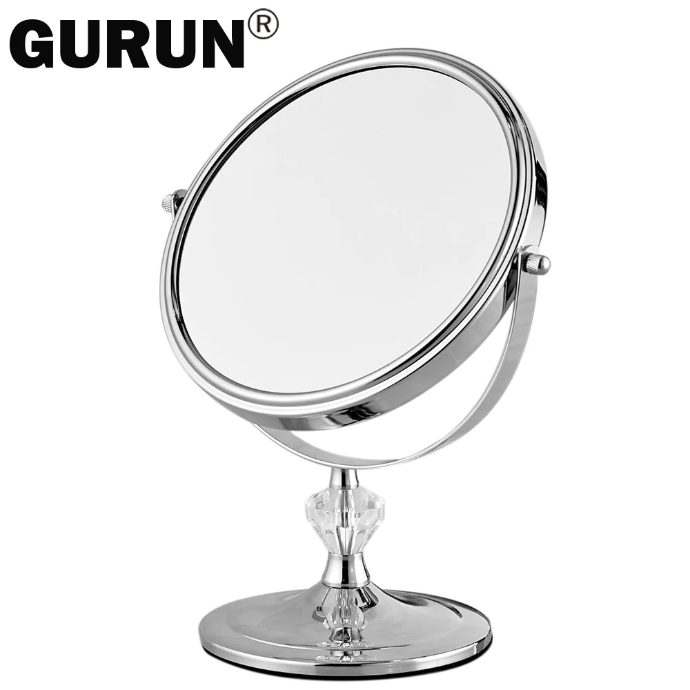 GURUN desktop makeup mirror stand for makeup magnifying 3X table mirrors round double sided
