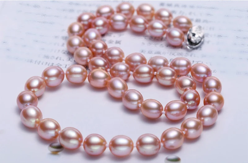 Ожерелье из натурального пресноводного жемчуга, женское свадебное тонкое колье, ювелирное изделие, жемчужное серебро 925 пробы для мамы, жемчужное ожерелье s - Цвет камня: purple pearl Necklac