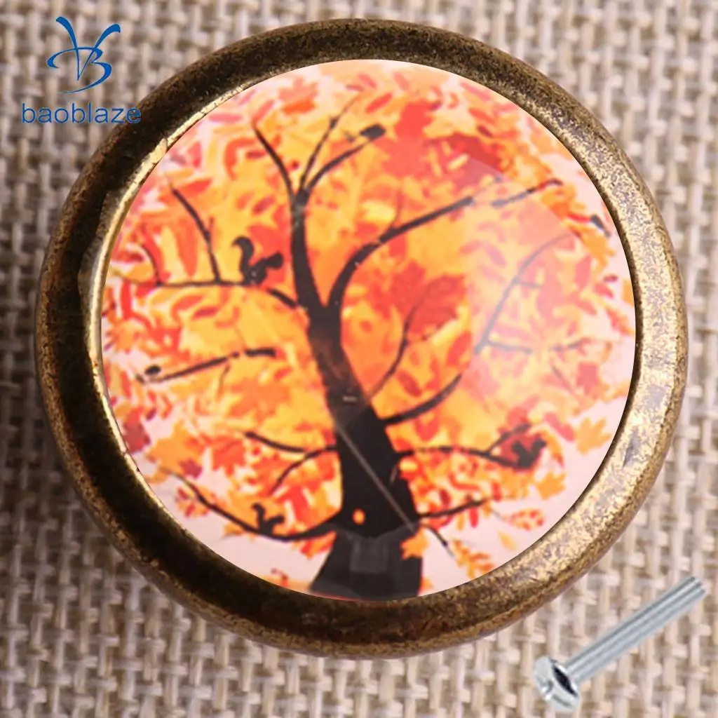 Baoblaze Tree Pattern Retor Metal Pull Knobs Cabinet /Drawer/ Cupboard/ Wardrobe/ Door/ Bin Pull Handle for Home DIY Decor