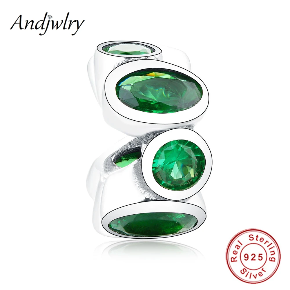 

2019 Collection Fit Original Pandora Charm Bracelet 925 Sterling Silver Green CZ Spacer Beads Charms DIY Jewelry Berloque