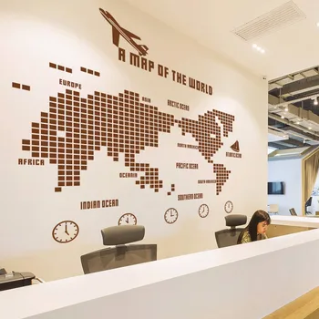 

World map wall stickers large mosaic wallpaper self-adhesive company culture wall stickers office decoration stickers