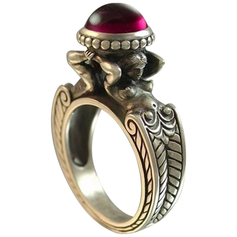 Великолепные две русалки с жемчугом кольца невесты Свадебные обручальные ювелирные изделия для женщин дамы античный серебряный цвет Любовь Подарки
