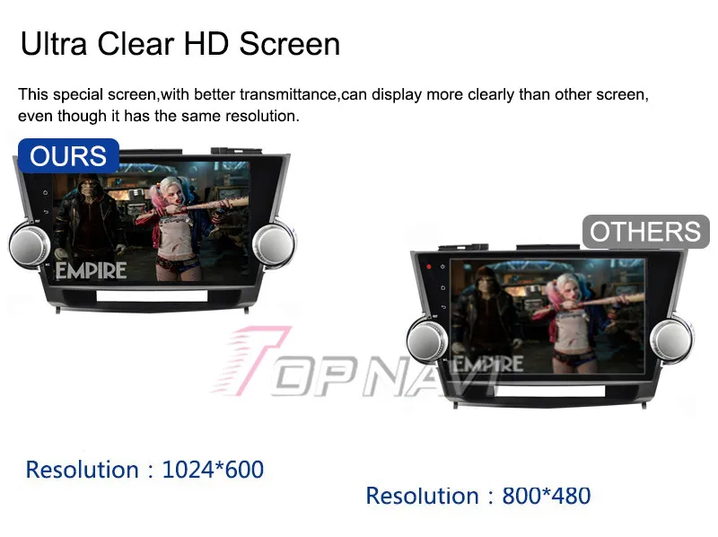 Topnavi 10," 4 ядра Android 6,0 Автомобильный мультимедийный для Highlander 2009 2010 2011 2012 2013 авто, без DVD