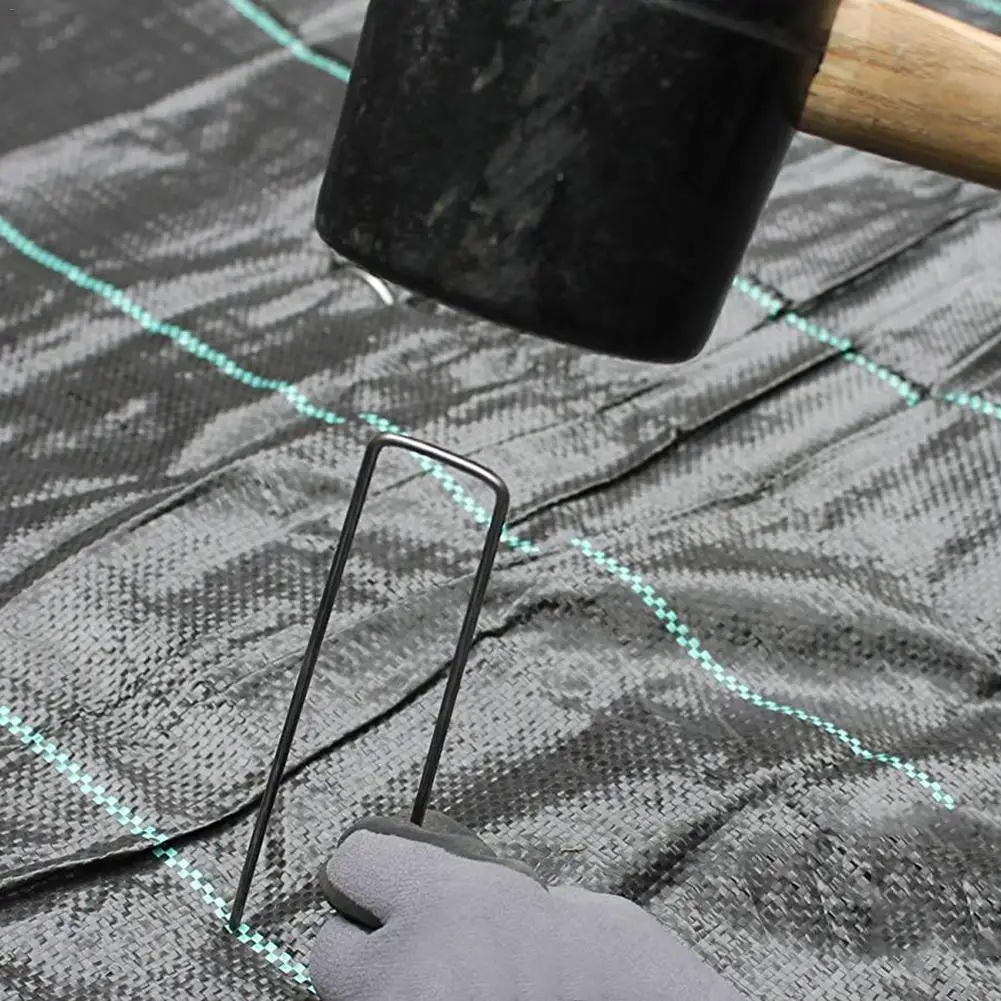 50 шт. u-образный многоцелевой стальной садовый фиксирующий гвозди инструмент для починки для травяных тканей Ландшафтный пол шерсть анти-птица сетка