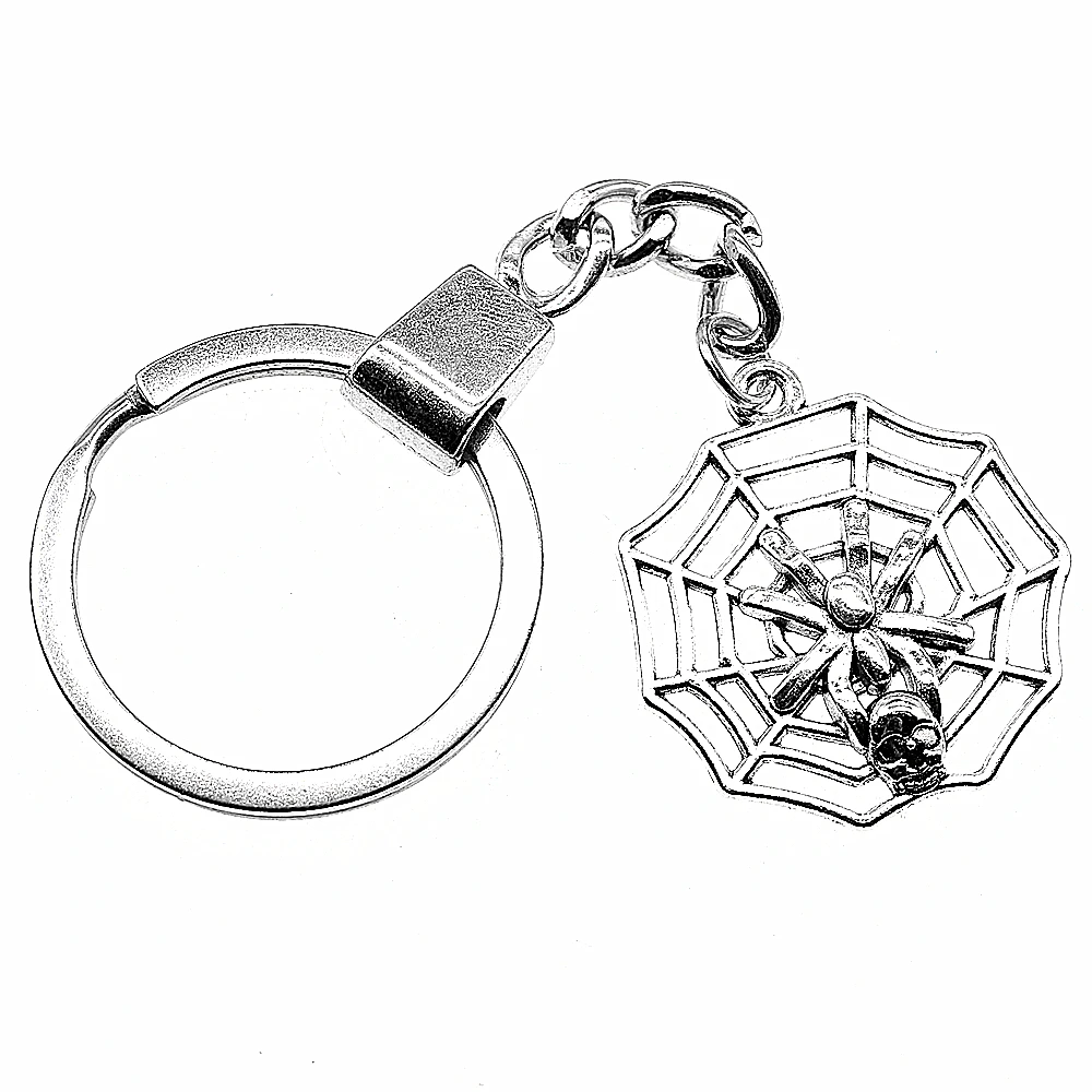 

29x26mm Skull Spider Spider Web Key Ring Vintage New Fashion Metal Key Chain Party Gift Dropshipping Jewellery