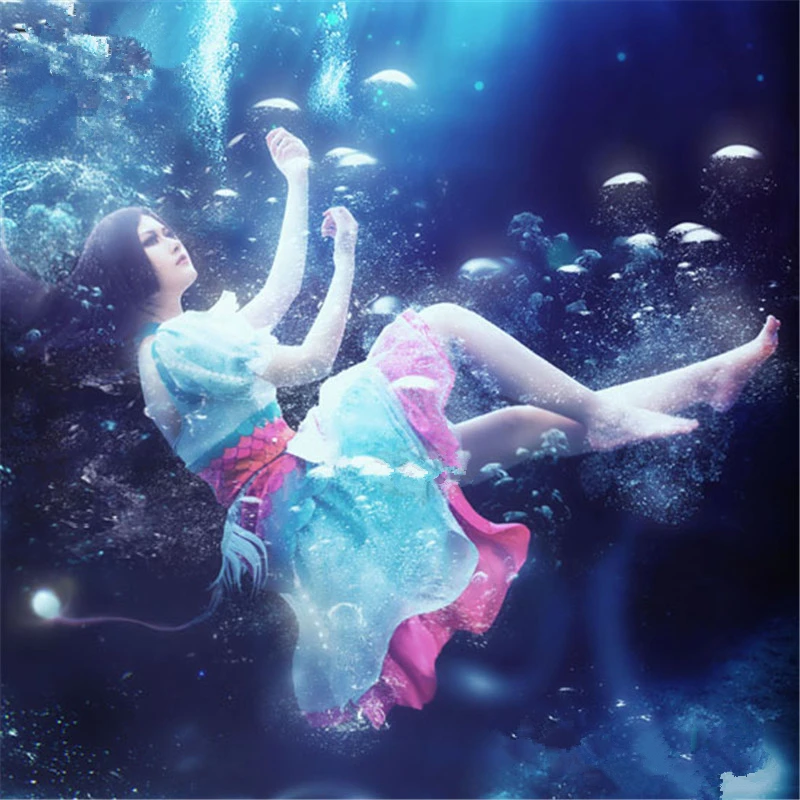

Anime Cosplay Costume Alice New Madness in Return Aquar Dress Beautiful Blue Dress in Ocean Style Dress Handmaid's Dress A
