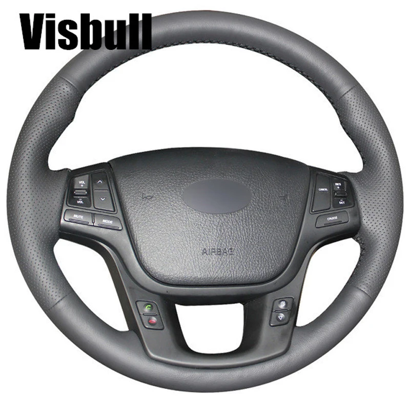 Visbull Black PU Leather Car Steering Wheel Cover V1092 for Kia Sorento
