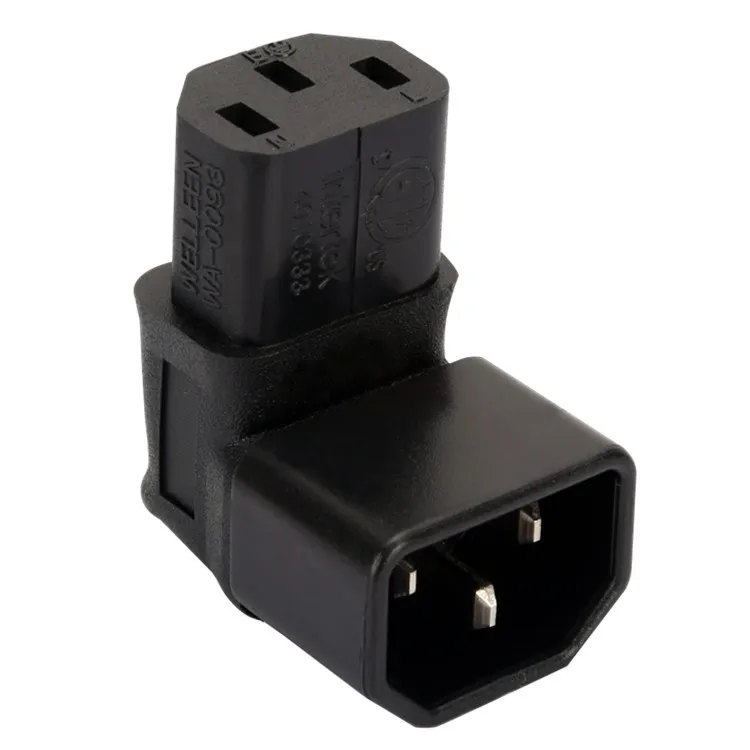 

IEC Male C14 to Down Right Angled 90 Degrdd IEC Female C13 Power Extension Adapter for computer monitor