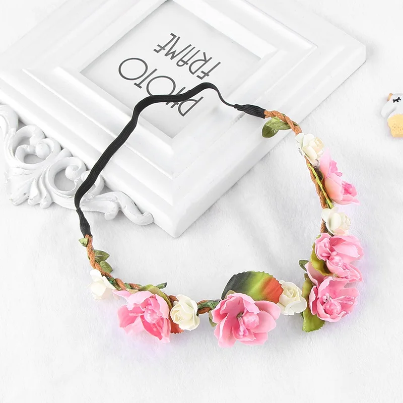 

New Bohemia Style Flower Hairband Kids Floral Crown Headband Wedding Party Beach Children Headwear Girls Hair Accessories