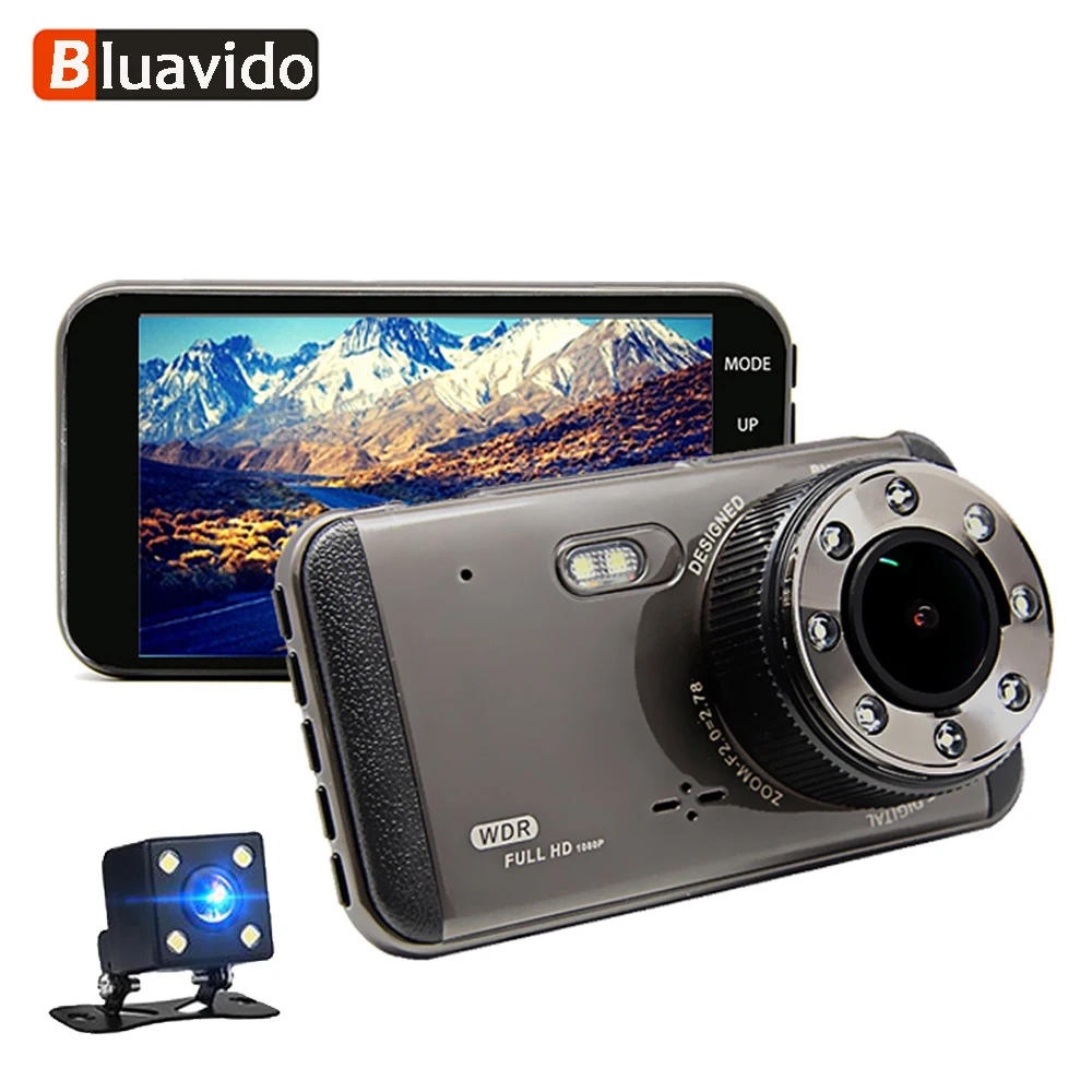 

Bluavido 4 Inch Car Dash camera ADAS FHD 1080P WDR Night vision Dual Lens DVR Car video recorder Registrator motion detection