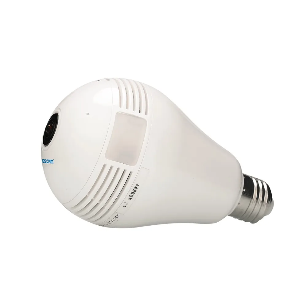 NEW ESCAM Watt QP135 Bulb Type Panoramic WIFI IP Camera H.264 1.3MP Two Way Audio Motion Detection Support 128G TF Card (4)