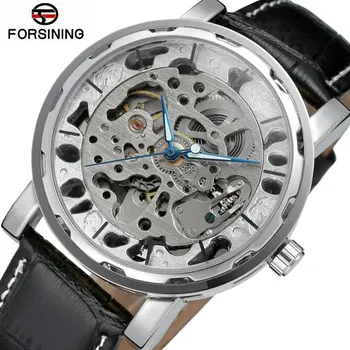 

Forsining 2018 Hot Waterproof Automatic Watch Men Top Brand Luxury Mechanical Watches Men Skeleton Watch Unique Men Watch Silver