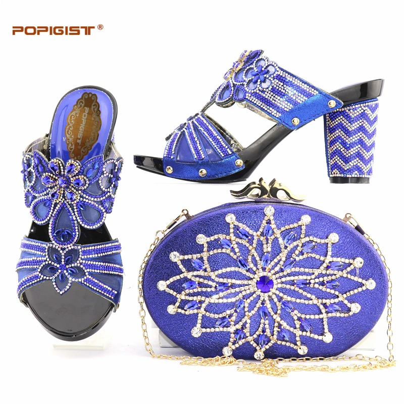 Blue Italian Shoe and Bag Set Italian Shoes with Matching Bag Nigerian