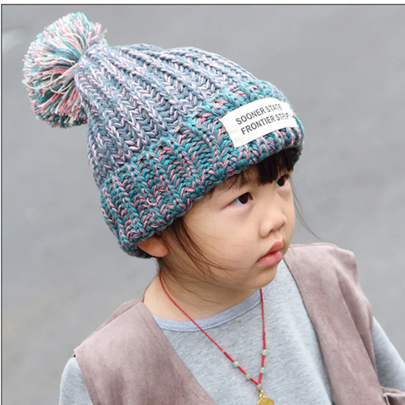 

2018 Winter Kids Hats Knitted Cap boys and Girls Hat Warm Thick High quality