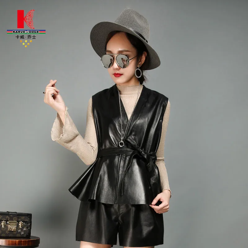 Leather Shirts Black Womens Blouse Sleeveless Buckskin Calgary Fine