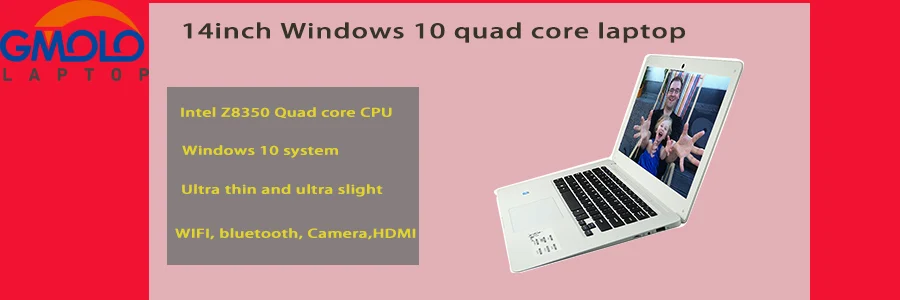 Perfect 14inch cheap laptop Atom X5 Z8350 Quad core processor 2GB/4G 32GB/64G EMMC bluetooth camera HDMI WIFI windows 10 netbook 0