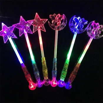 

New Moon Star Butterfly LED Flashing Sticks Children Girls Light Up Magic Wand Halloween Glow Party Supplies