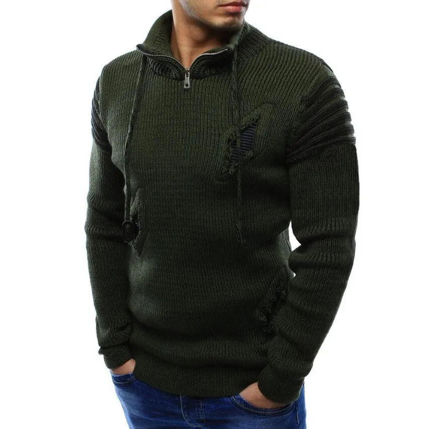 

LEFT ROM 2019 New Men's Sweaters Autumn Winter Warm Cashmere Wool Set head Sweaters Man Casual Knitwear Sweatercoat male clothe