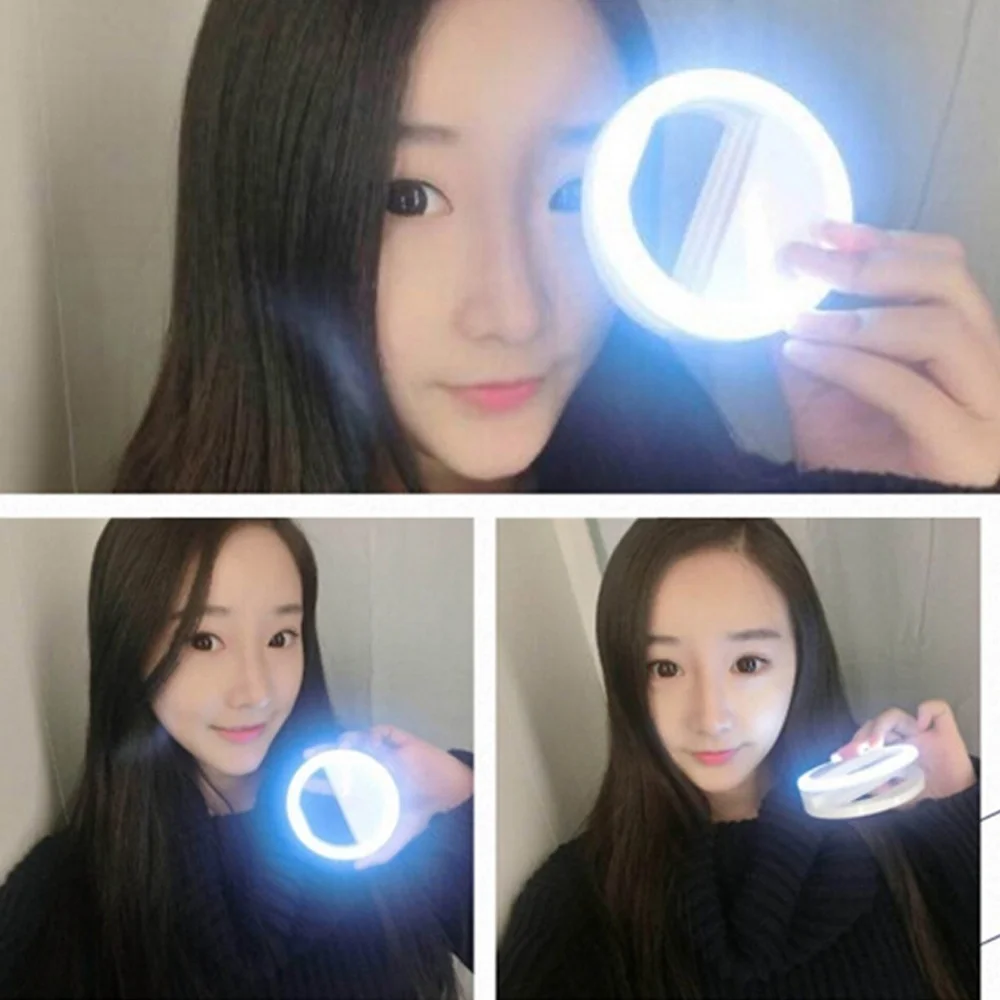 Портативный светодиодный кольцевой светильник-вспышка для селфи, умный мобильный телефон, красивый макияж, зажим для камеры, светящийся светильник для фотосъемки