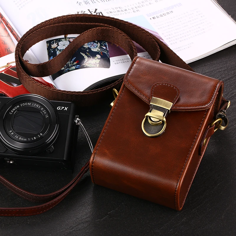 

High Quality PU Leather Camera Bag For Sony RX100 II III IV V HX90 HX80 HX60 HX50 Canon G9X G7X Mark ii SX730 SX720 SX710 N100