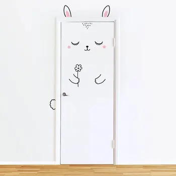 

Cartoon Cute Animal Panda Cat Door Sticker for Kids Room Decoration Wall Decals Home Decor Wall Sticker Europe Style