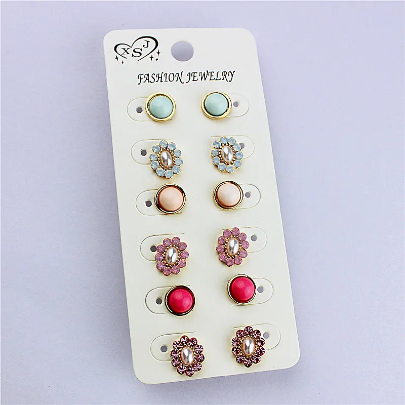 

The hot sale of fashionable women's jewelry wholesale girls birthday party beautiful 6 pair/lot ear nail earring agent freight