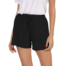 Женские спортивные шорты с высокой талией, Короткие тренировки, женские летние шорты больших размеров, однотонные шорты с высокой талией, спортивные шорты, шорты для йоги# G4