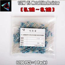 1/2W Watt 1% (200pcs/lot) Metal Film Resistor 5.1 5.6 6.2 6.8 7.5 8.2 9.1 Ohm