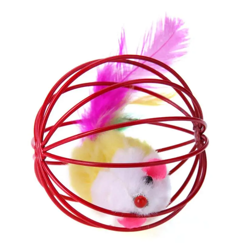 

Cat Toys 6.5cm Funny Pet Kitten Cat Playing Feather Mouse Rat Mice Ball Cage Pet Toy Cat Supplies Pet Products