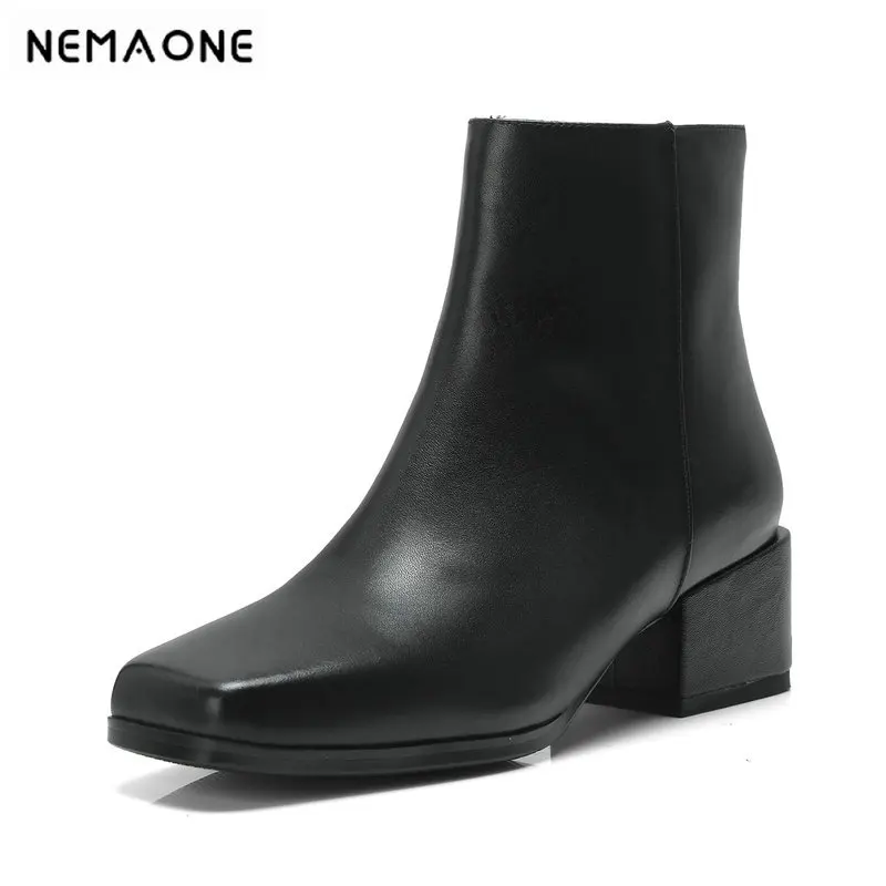 

Women Ankle Boots Autumn Winter low Heels Ladies Shoes Woman square toe Elegant Office Pumps Ladies Basic Boots