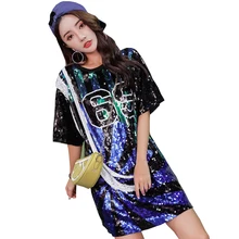 Летние футболки Для женщин Письмо печати o-образным вырезом Топы с короткими рукавами в стиле хип-хоп Стиль Для женщин пайетки Футболка модная повседневная женская обувь Топы