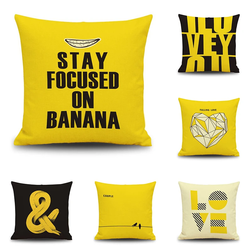 

New Cute Cartoon Yellow Banana Printed Cushion Cover Throw Pillowcase Car Sofa Pillow Cover Outdoor Chair Waist Cushions Case