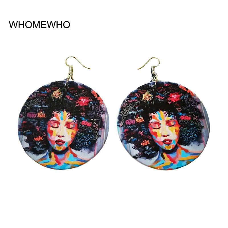 

DIY Handmade Wood Africa Beauty Makeup Girl Tribal Round Vintage Drop Earring Fashion Wooden African Bohemia Afro Ear Jewelry