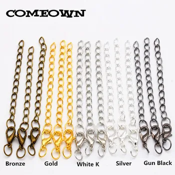 

COMEOWN 50pcs/lot Lobster Clasp Extender Chains with Jump Rings & Split Rings Connector Sets for DIY Jewelry Findings Making