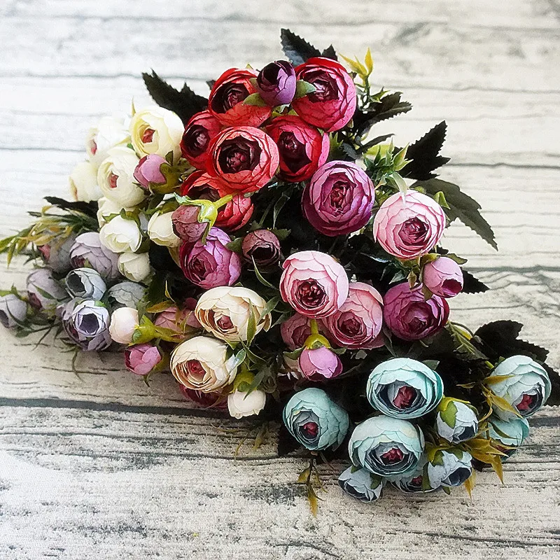 Buy 9Heads small silk artificial flowers European peony for party home decor