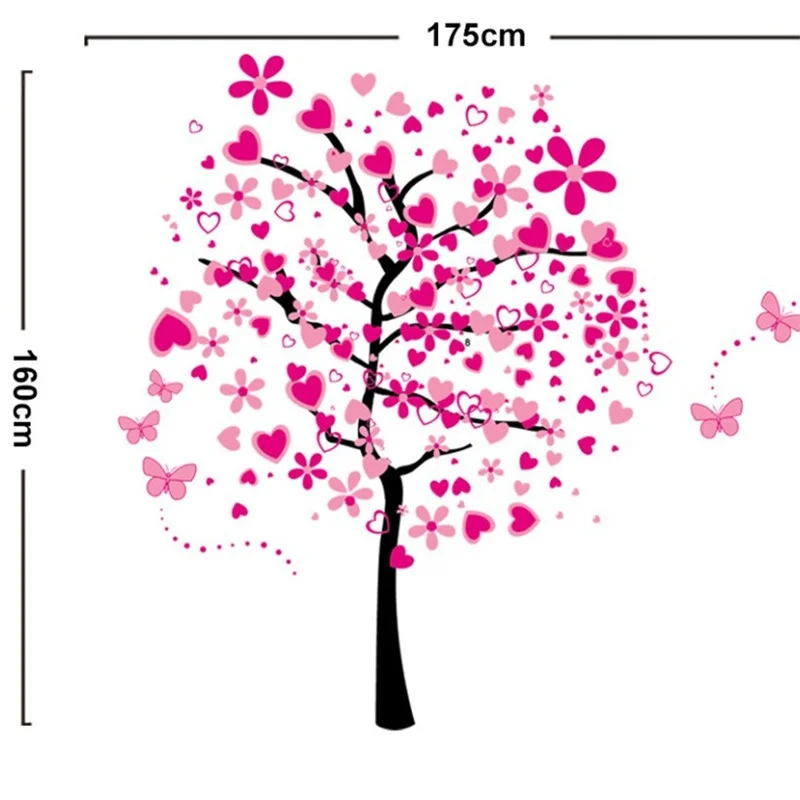 

DIY Large Wallpaper for Pink Love Butterfly Flower Tree Living Room Bedroom Background Home Decor Wall Stickers